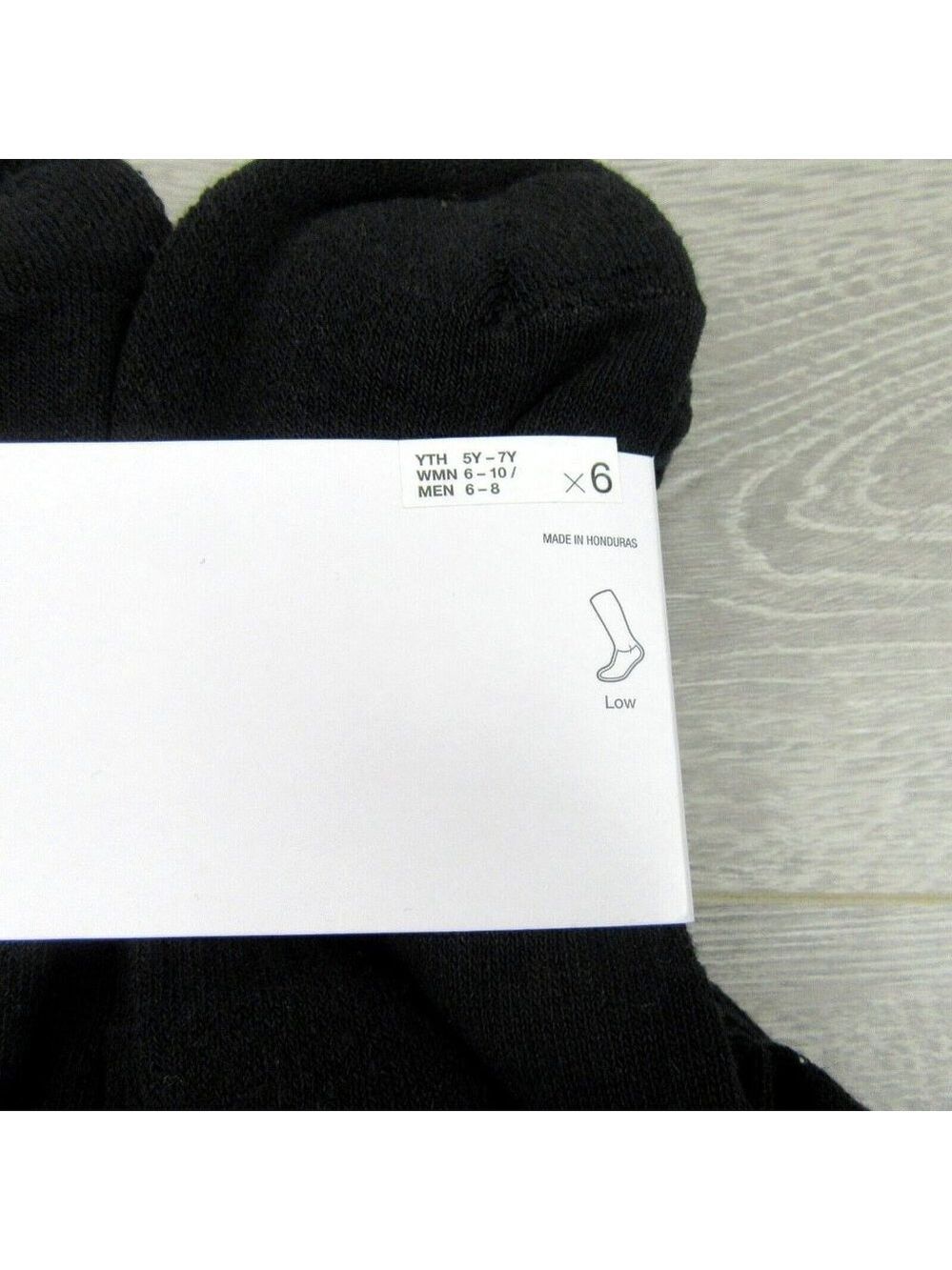 Nike Everyday Cushioned Low Socks Black 6 Pack Women's 6-10 / Youth 5Y-7Y NEW - Picture 4 of 9